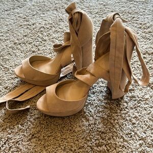 Suede neutral heels